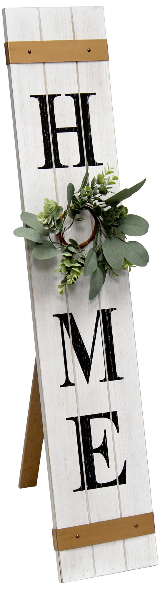 Comforto White Wash Wooden "Home" Porch Sign with Floral