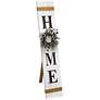 Comforto White Wash Wooden "Home" Porch Sign with Floral