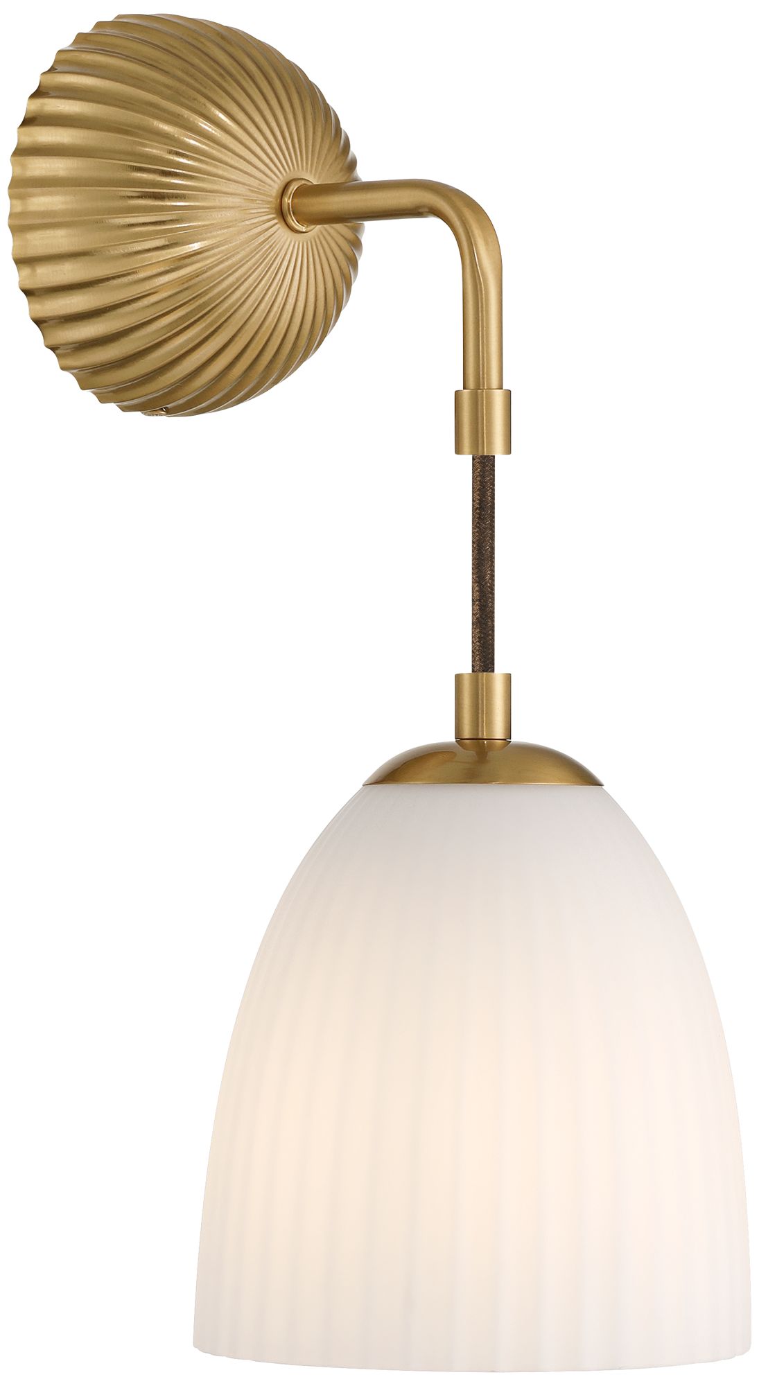 Image 2 Comfrey 15" High Warm Brass and Fluted Glass Wall Sconce