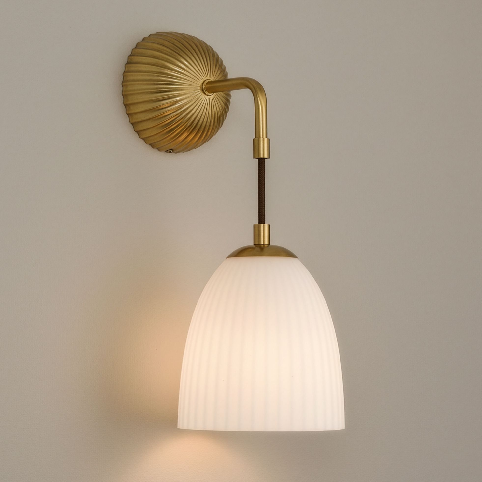 Comfrey 15" High Warm Brass and Glass Wall Sconce Set of 2