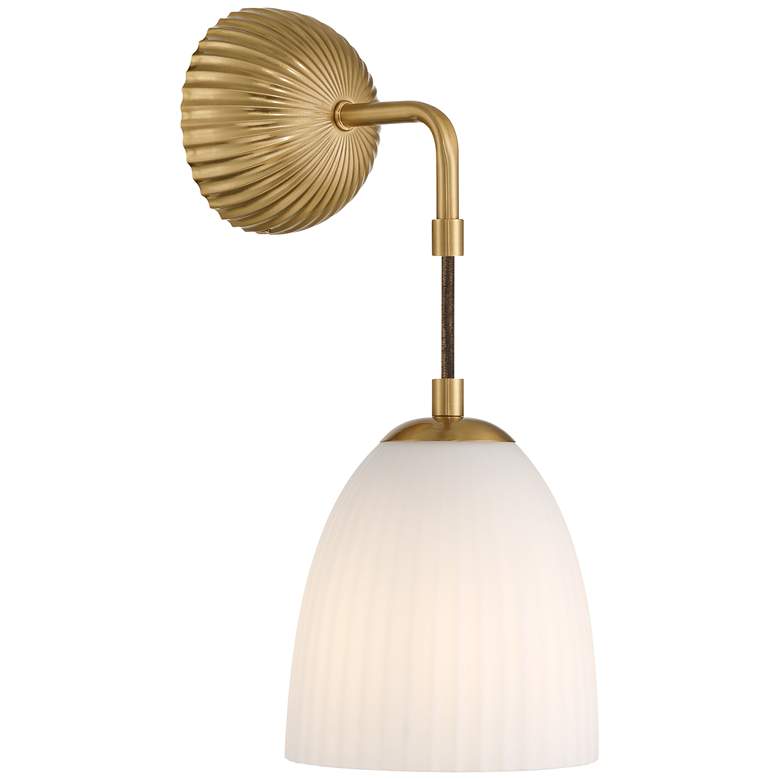Image 1 Comfrey 15" High Warm Brass and Glass Wall Sconce