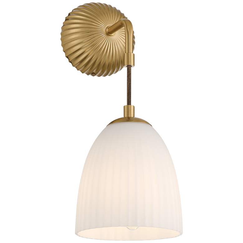 Image 6 Comfrey 15" High Warm Brass and Glass Wall Sconce more views