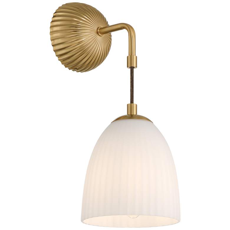 Image 7 Comfrey 15" High Warm Brass and Glass Wall Sconce more views