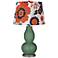 Comfrey Multicolor Flowers Shade Double Gourd Table Lamp