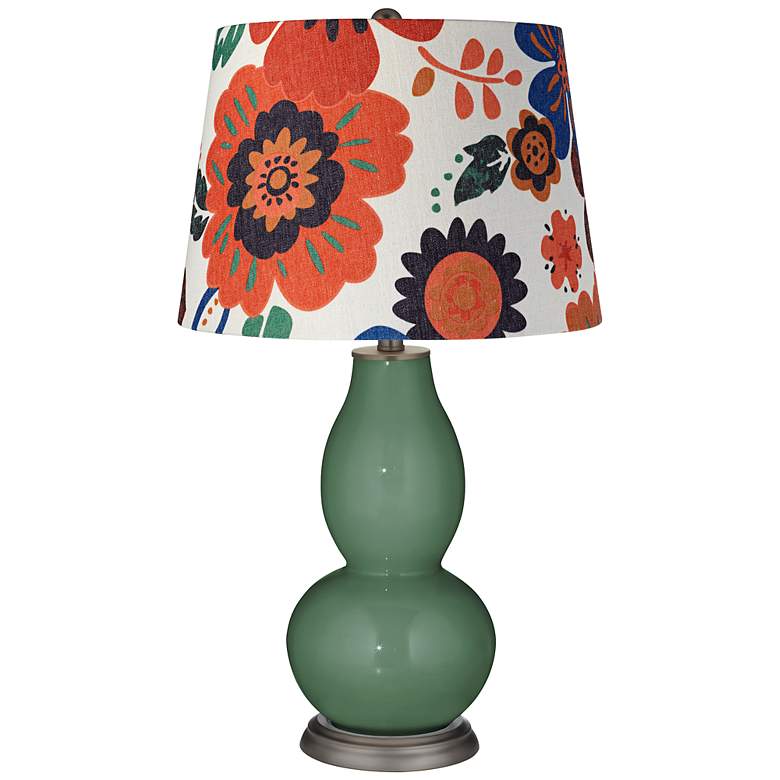 Image 1 Comfrey Multicolor Flowers Shade Double Gourd Table Lamp