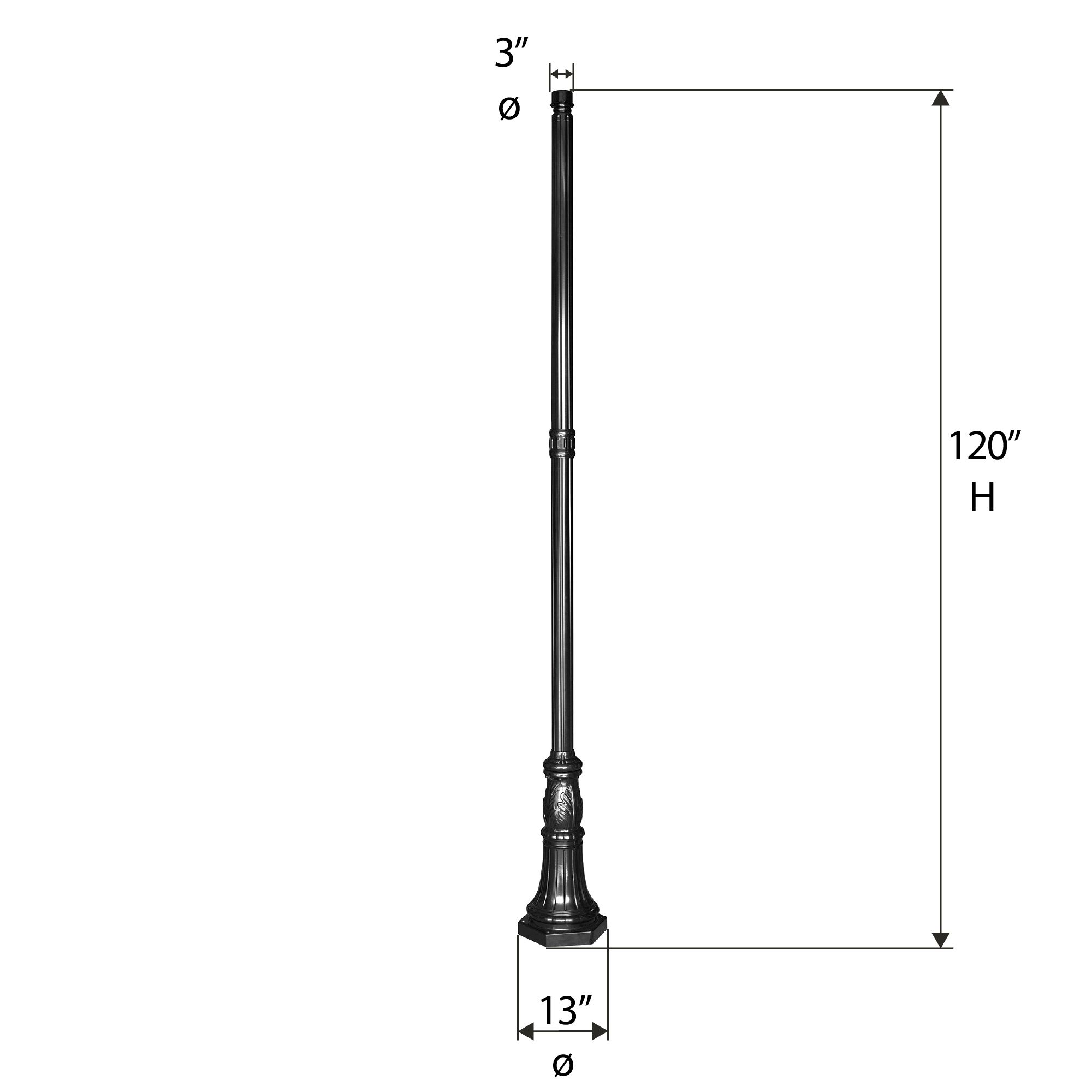 Image 3 Commercial 120" High Black Outdoor Post Light Pole more views