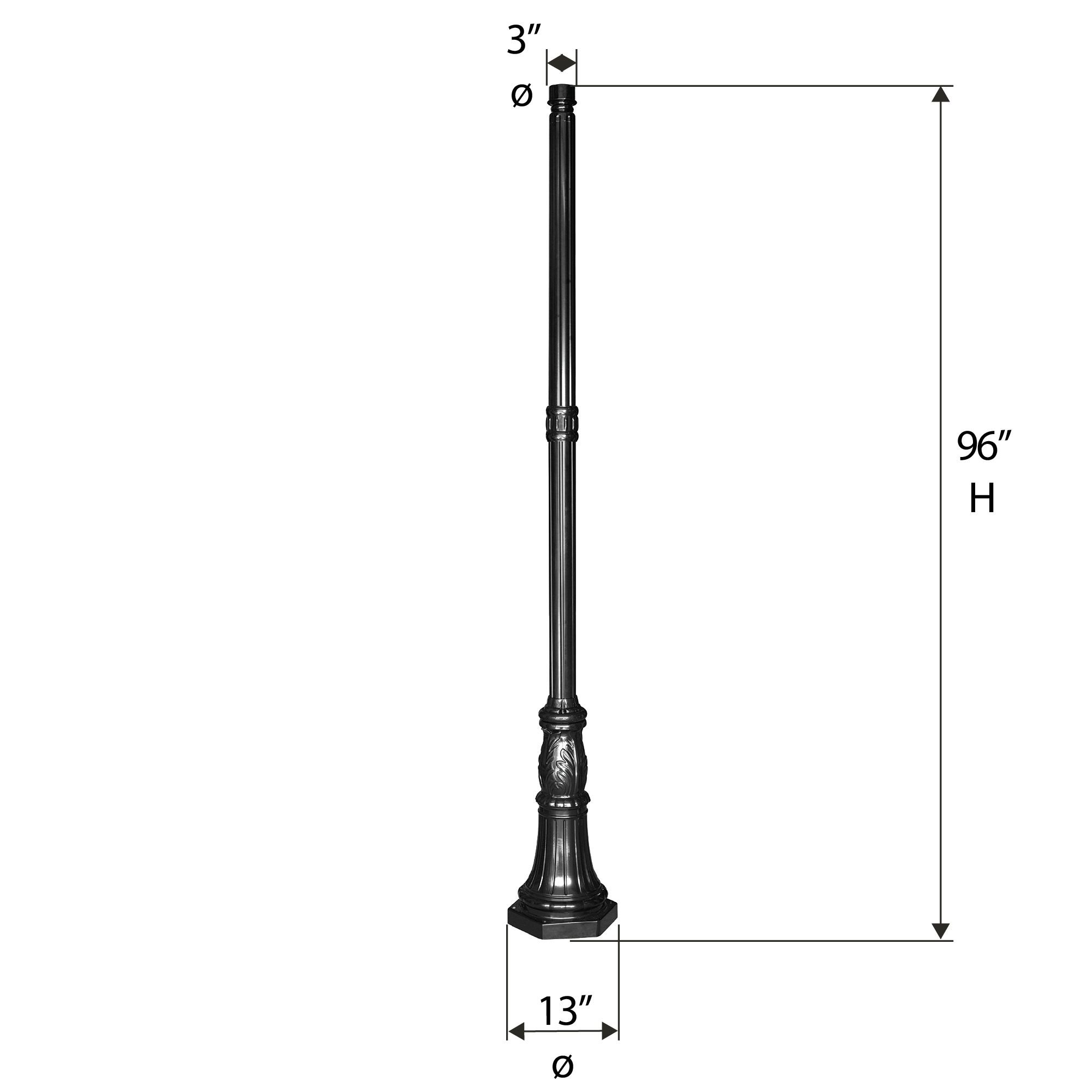 Thumbnail3 of Commercial 96" High Black Outdoor Post Light Pole more views