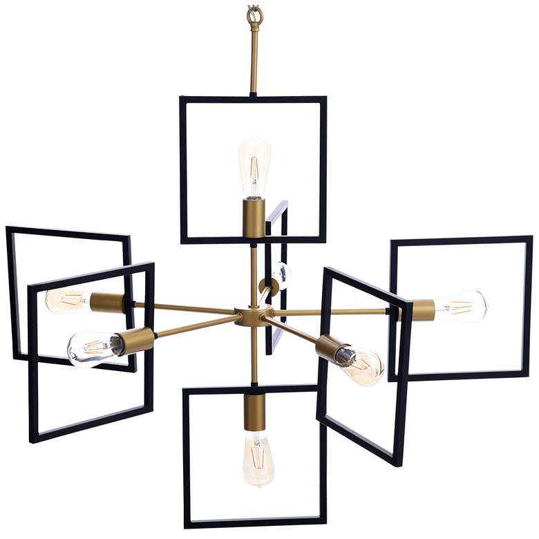 Image 2 Como 39" Wide Painted Gold and Black Chandelier