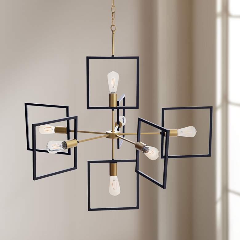 Image 1 Como 39" Wide Painted Gold and Black Chandelier