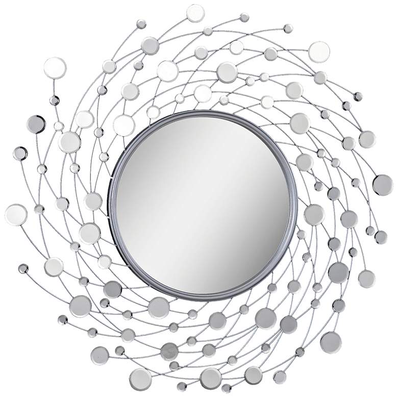 Image 1 Como Silver Leaf 38" Round Wall Mirror