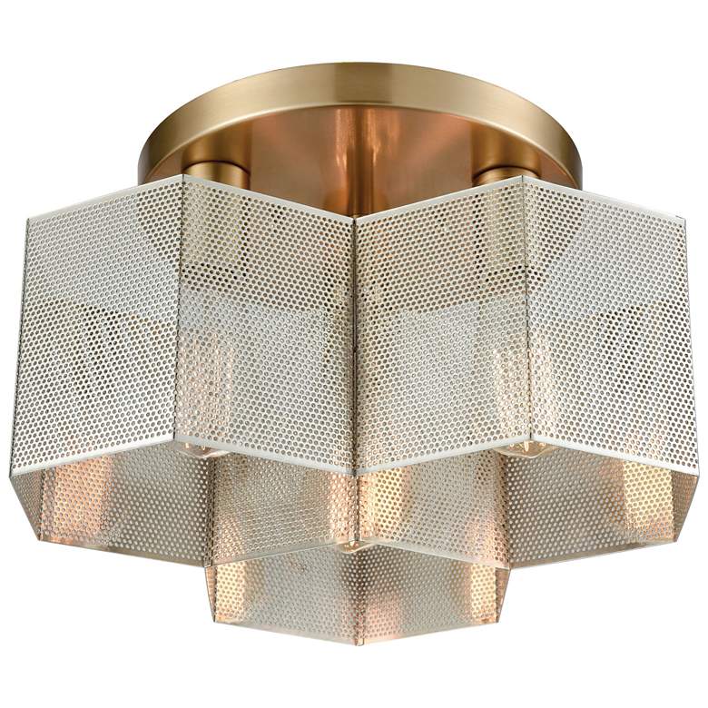Image 1 Compartir 15" Wide 3-Light Semi Flush Mount - Polished Nickel