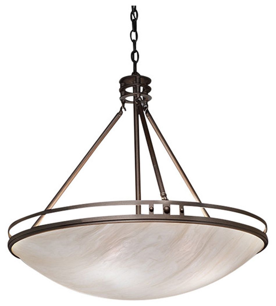 Compass 24" Wide Cast Bronze|Caramel Onyx Pendant 0-10V LED