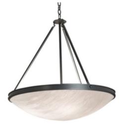 Compass 24&quot;W Dark Iron and Faux Alabaster Pendant 0-10V LED