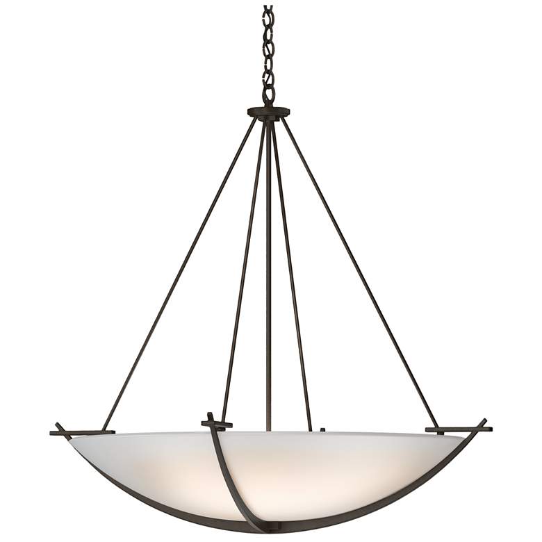 Image 1 Compass 34.2" Wide Large Scale Bronze Pendant With Opal Glass Shade