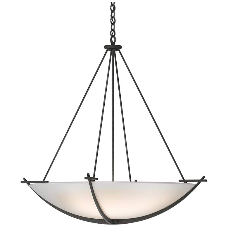 Image 1 Compass 34.2" Wide Large Scale Natural Iron Pendant With Opal Glass Sh