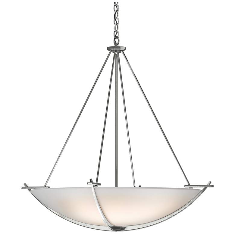Image 1 Compass 34.2" Wide Large Scale Sterling Pendant With Opal Glass Shade