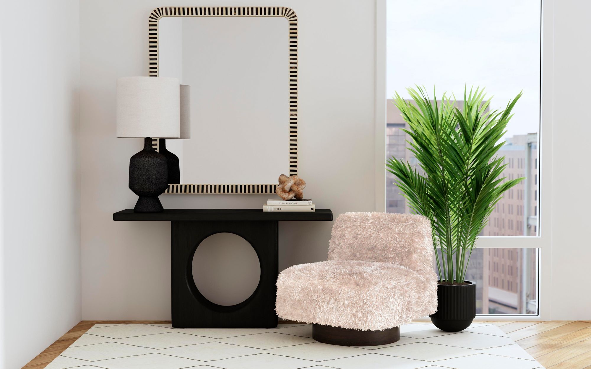 Compass 54 " Wide Console Table Black