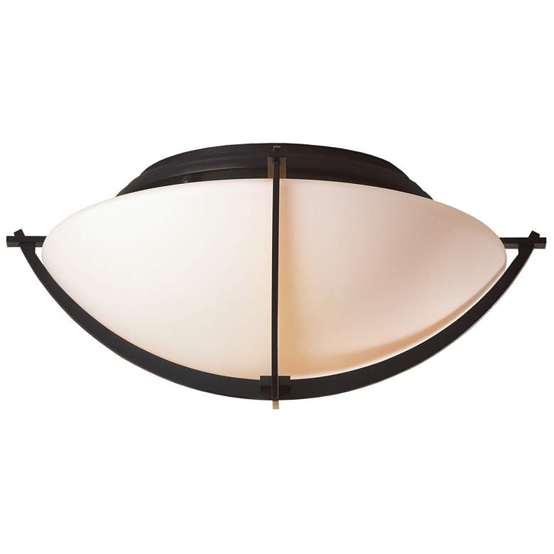 Image 1 Compass Flush Mount - Dark Smoke Finish - Opal Glass