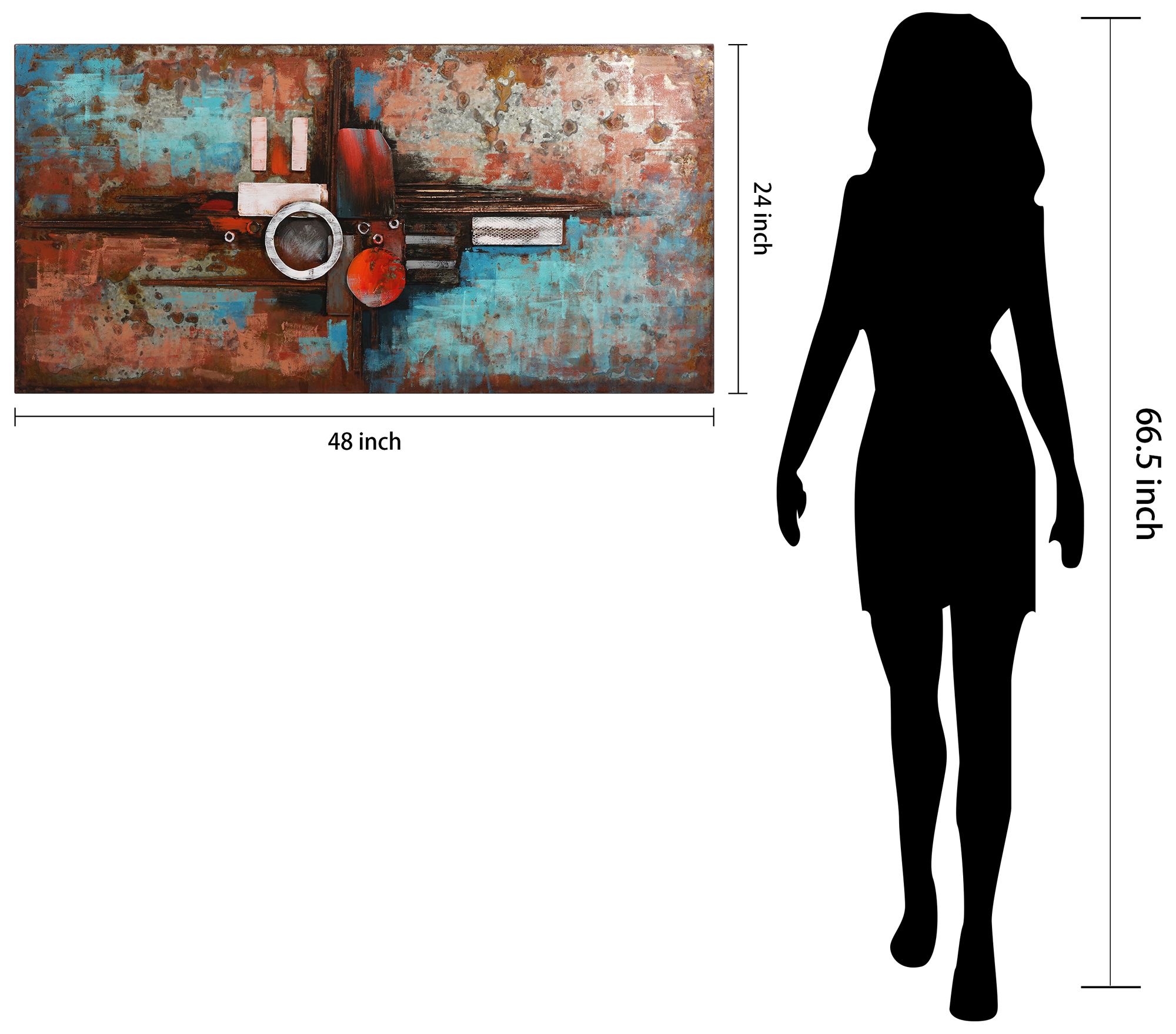 Composition I" Mixed Media Iron Hand Painted Dimensional Wall Art