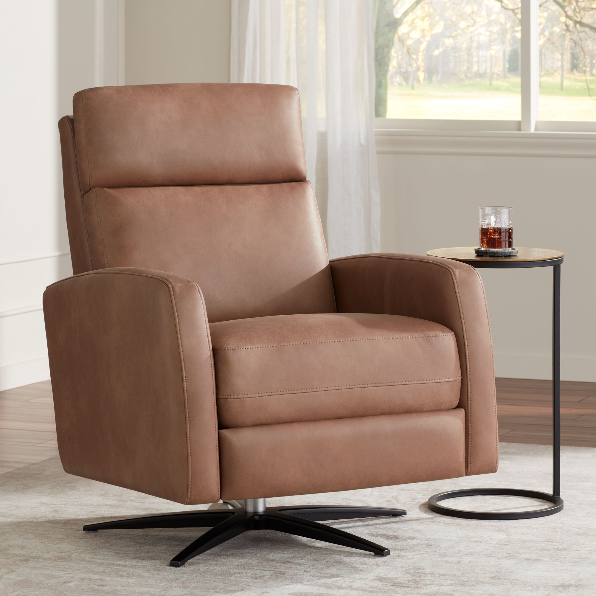 Conan Teramo Saddle Faux Leather Pedestal Recliner