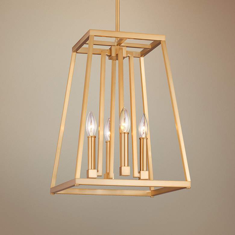 Image 1 Conant 13 inch Wide Gilded Satin Brass Small 4-Light Pendant