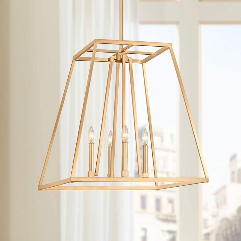 Image 1 Conant 23" Wide Gilded Satin Brass 4-Light Chandelier
