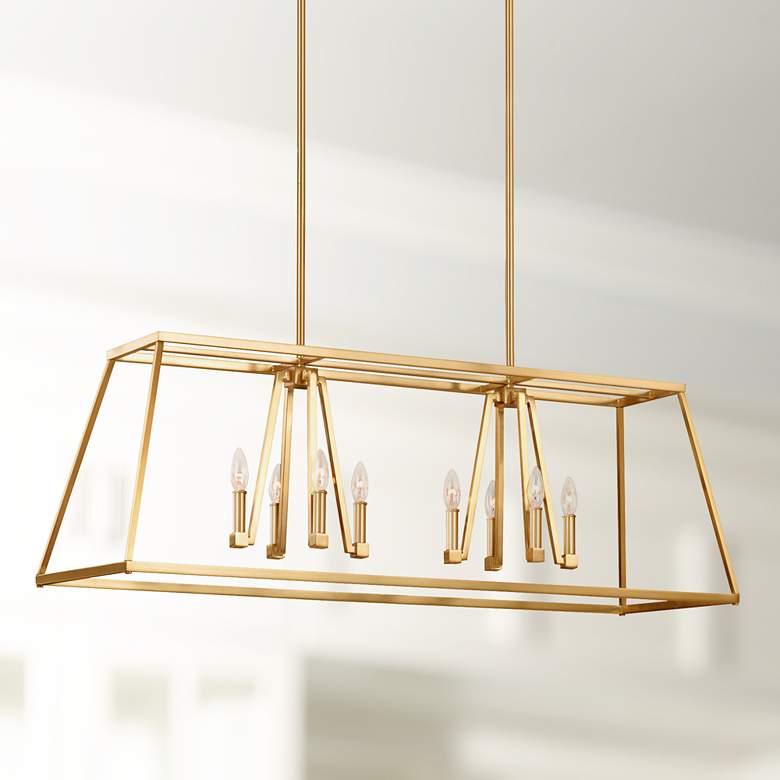 Image 1 Conant 48" Wide Satin Brass Kitchen Island Light Chandelier