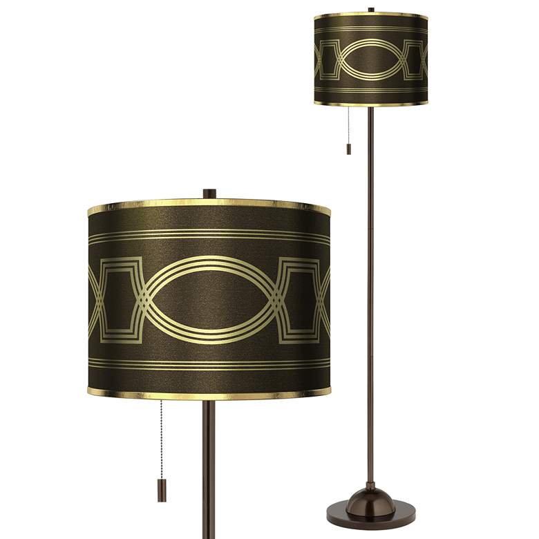 Image 1 Concave Gold Metallic Giclee Glow Bronze Club Floor Lamp