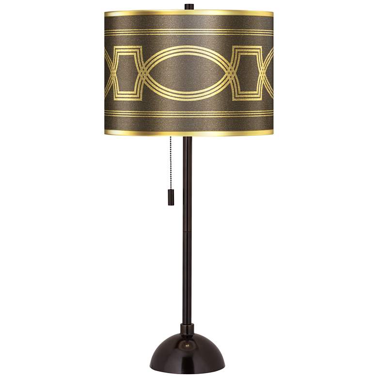 Image 1 Concave Gold Metallic Giclee Glow Tiger Bronze Club Table Lamp