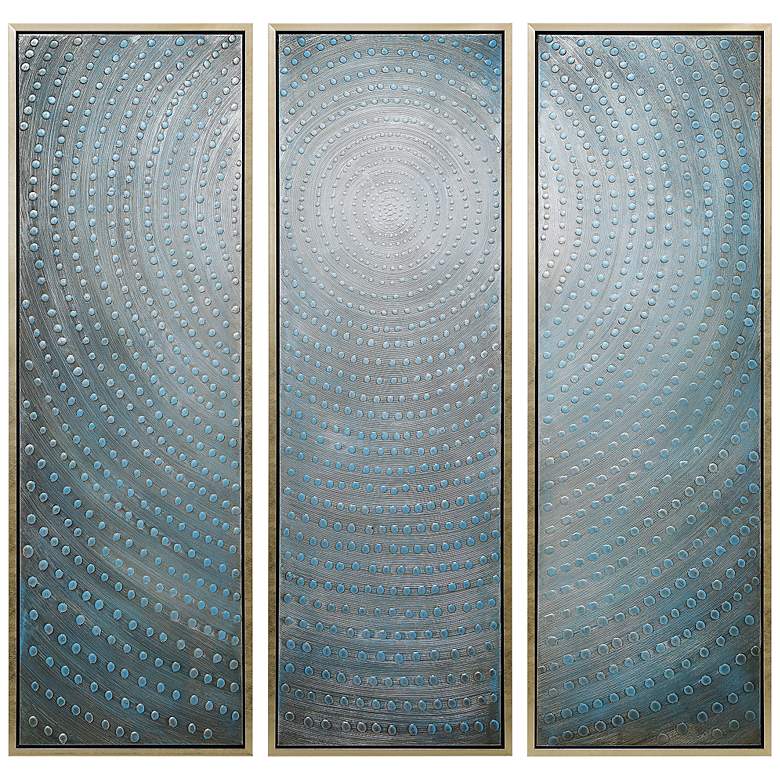 Image 3 Concentric 60"H Metallic 3-Piece Framed Canvas Wall Art Set