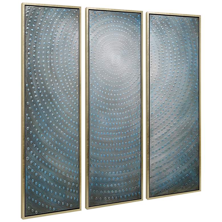 Image 6 Concentric 60"H Metallic 3-Piece Framed Canvas Wall Art Set more views