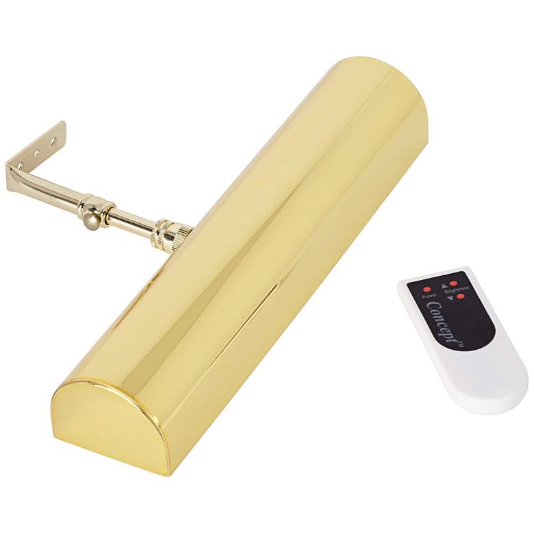 Image 4 Concept 11 1/2 inch Wide Polished Brass Battery Cordless LED Picture Light more views