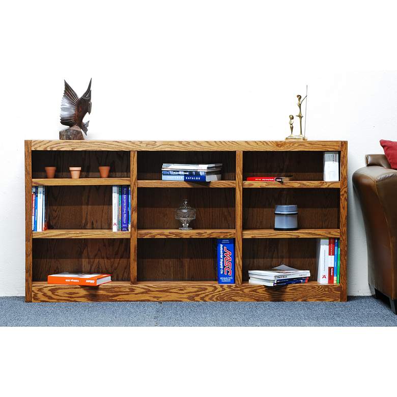 Image 4 Concepts in Wood 36" High Dry Oak Wood 9-Shelf Bookcase more views