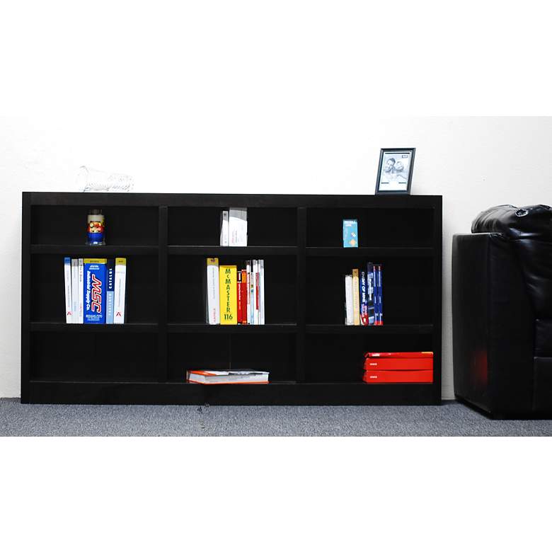 Image 4 Concepts in Wood 36" High Espresso Wood 9-Shelf Bookcase more views