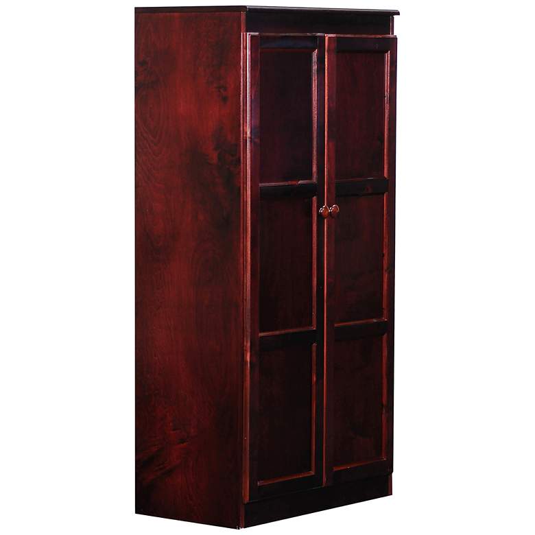Image 1 Concepts in Wood 60 inch High Cherry Wood 4-Shelf Storage Cabinet