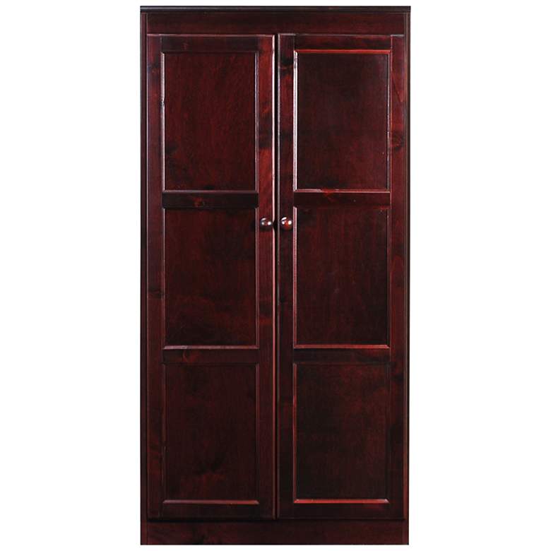 Image 3 Concepts in Wood 60 inch High Cherry Wood 4-Shelf Storage Cabinet more views