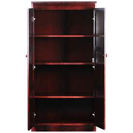 Image4 of Concepts in Wood 60" High Cherry Wood 4-Shelf Storage Cabinet more views