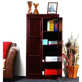 Image5 of Concepts in Wood 60" High Cherry Wood 4-Shelf Storage Cabinet more views