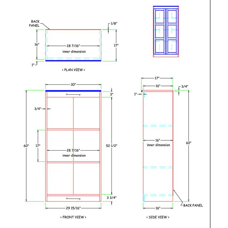 Image 6 Concepts in Wood 60" High Cherry Wood 4-Shelf Storage Cabinet more views