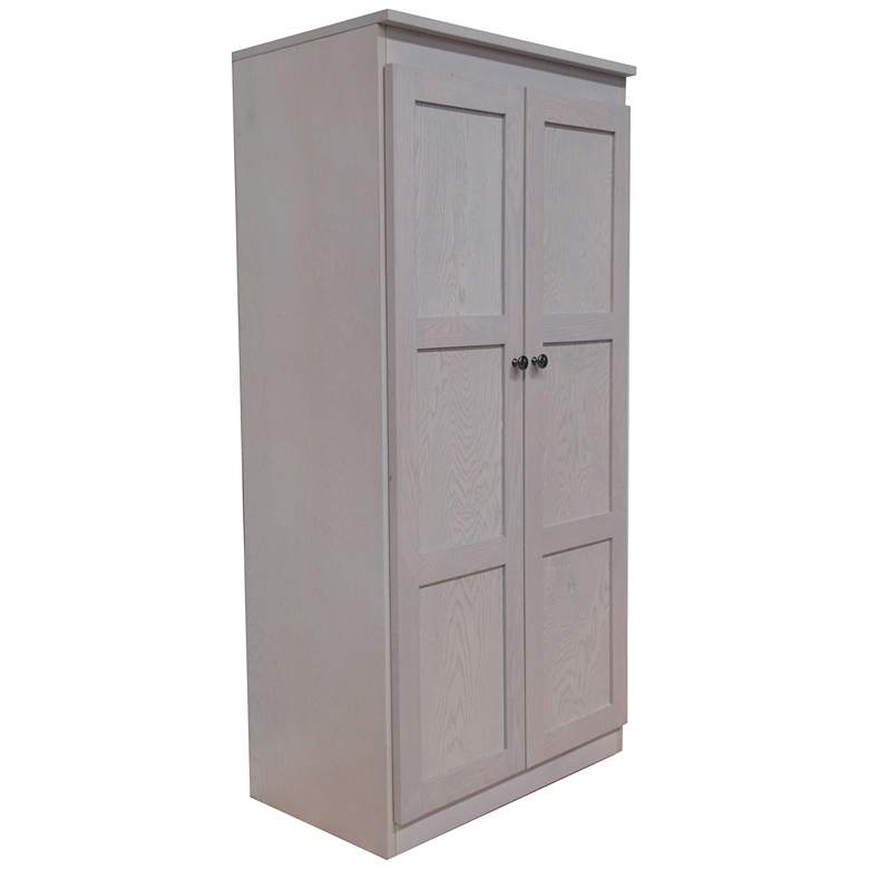 Image 1 Concepts in Wood 60 inch High Coastal White Wood 4-Shelf Storage Cabinet