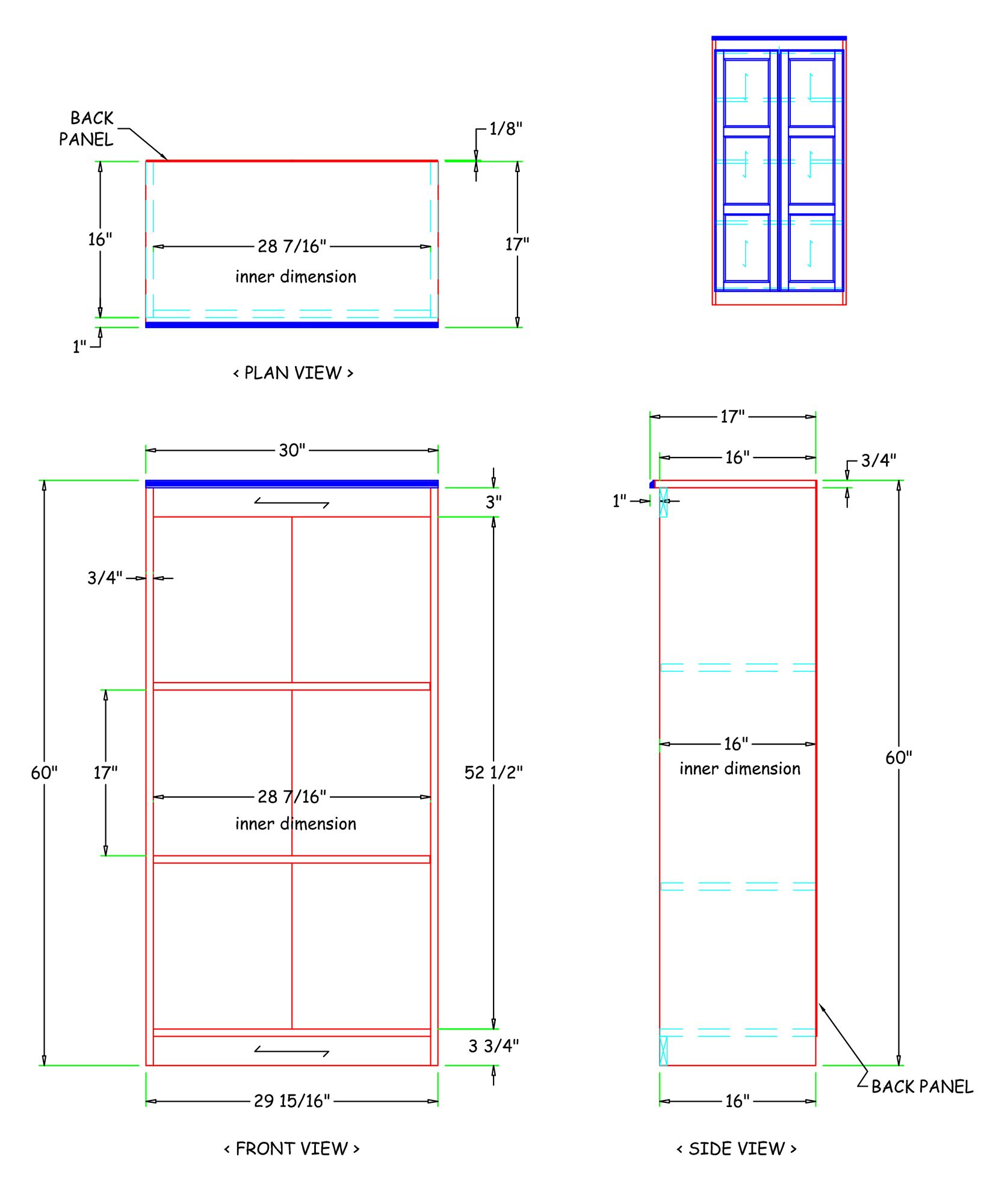 Image 7 Concepts In Wood 60" High Dry Oak Finish 4-Shelf Storage Cabinet more views