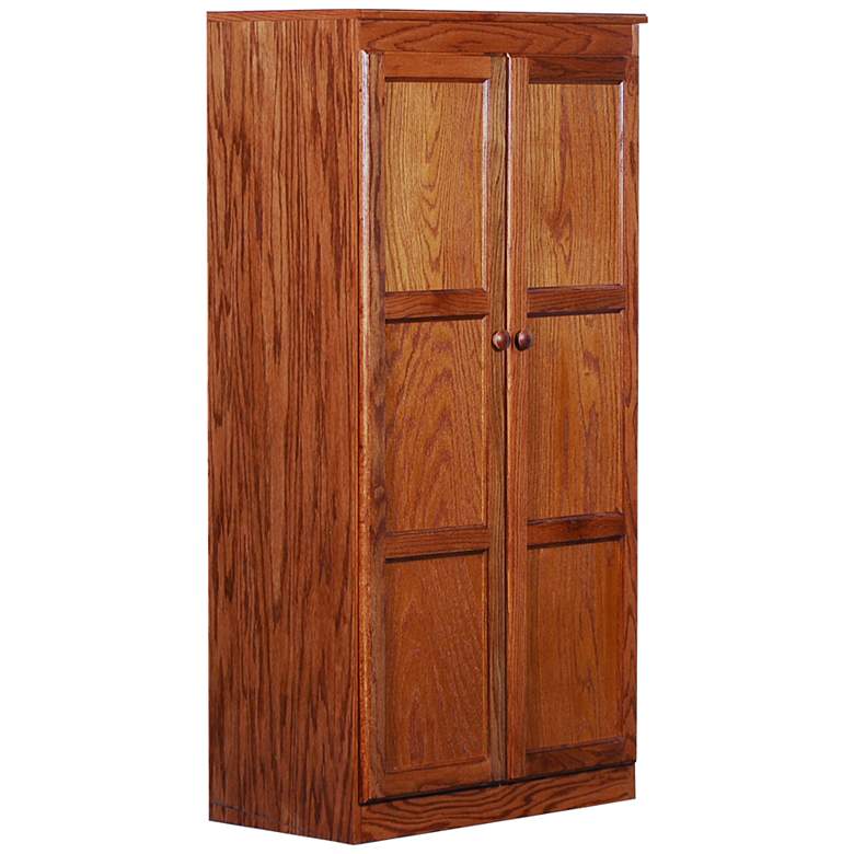 Image 1 Concepts In Wood 60" High Dry Oak Wood 4-Shelf Storage Cabinet