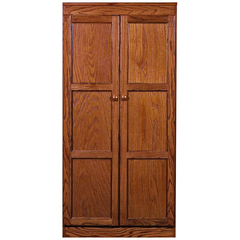 Image 4 Concepts In Wood 60" High Dry Oak Wood 4-Shelf Storage Cabinet more views