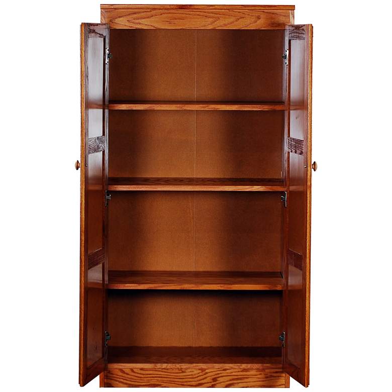Image 5 Concepts In Wood 60" High Dry Oak Wood 4-Shelf Storage Cabinet more views