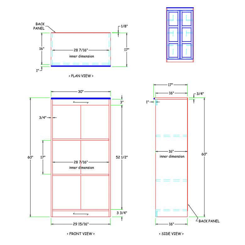 Image 7 Concepts In Wood 60" High Dry Oak Wood 4-Shelf Storage Cabinet more views