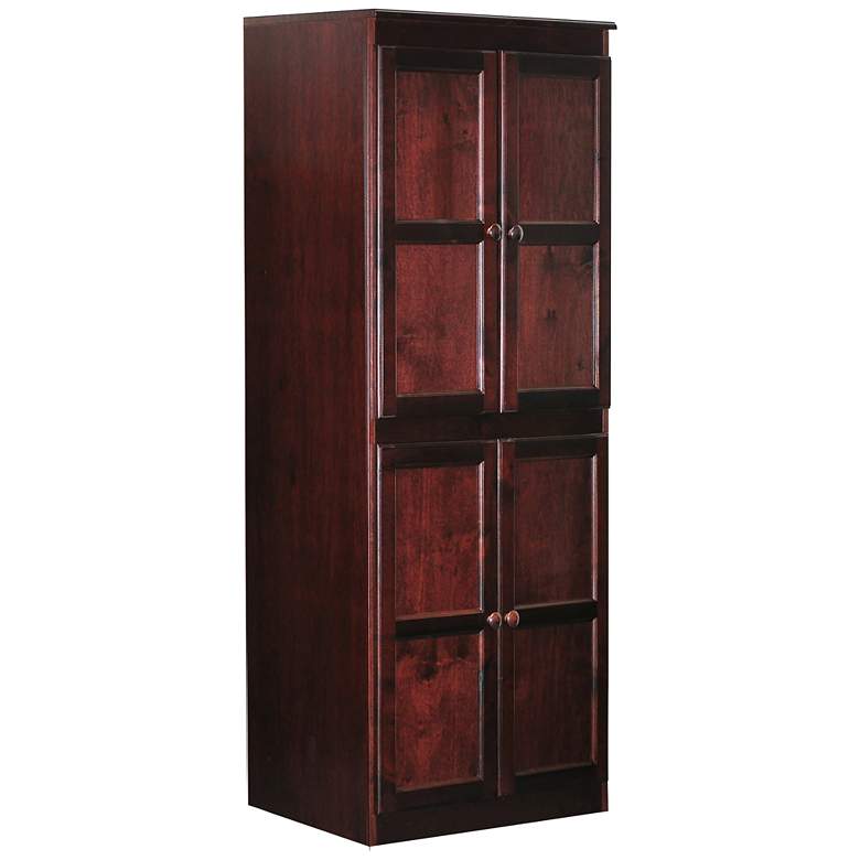 Image 1 Concepts in Wood 72" High Cherry Wood 5-Shelf Storage Cabinet