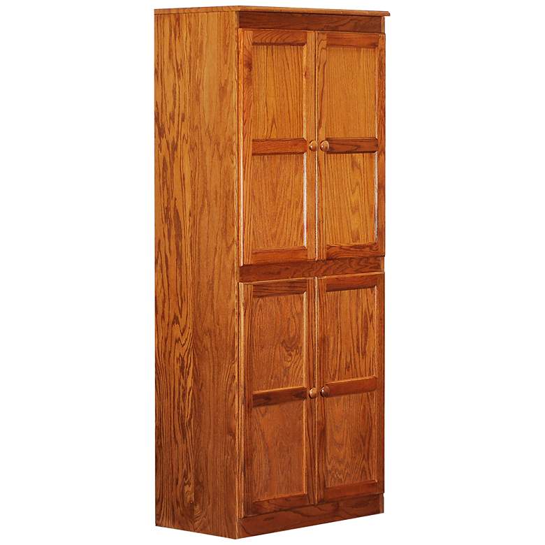 Image 1 Concepts in Wood 72 inch High Dry Oak Wood 5-Shelf Storage Cabinet