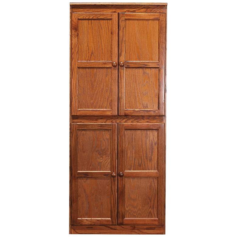 Image 4 Concepts in Wood 72 inch High Dry Oak Wood 5-Shelf Storage Cabinet more views