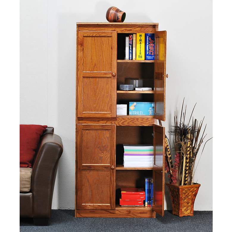 Image 5 Concepts in Wood 72" High Dry Oak Wood 5-Shelf Storage Cabinet more views