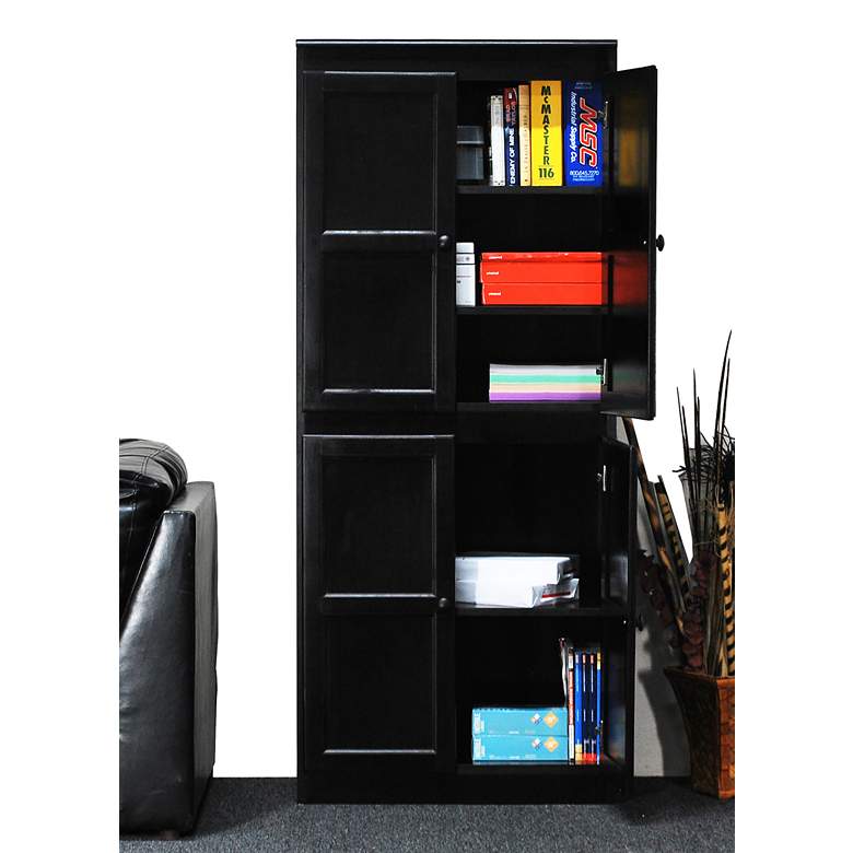 Image 6 Concepts in Wood 72" High Espresso Wood 5-Shelf Storage Cabinet more views